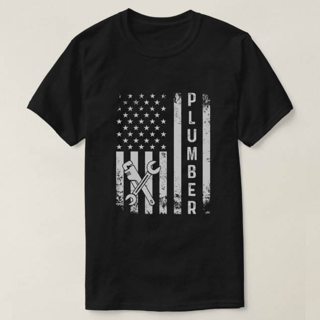Plumber American Flag Plumper T-Shirt (Design vorne)