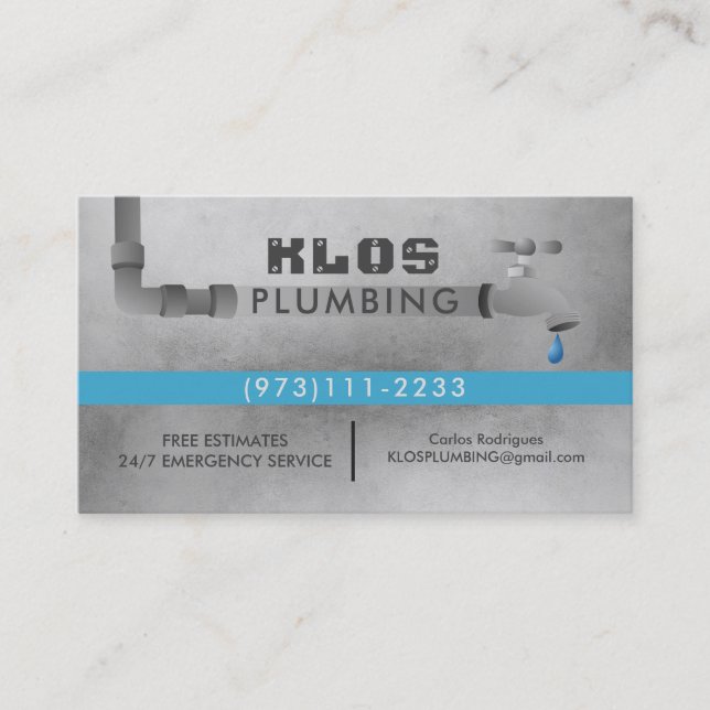 Plumber Business Cards Visitenkarte (Vorderseite)