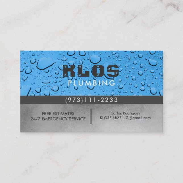 Plumber Business Cards Visitenkarte (Vorderseite)