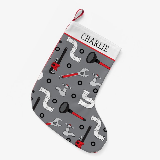 Plumber DIYer and Handyman Kleiner Weihnachtsstrumpf (Vorderansicht (hängend))