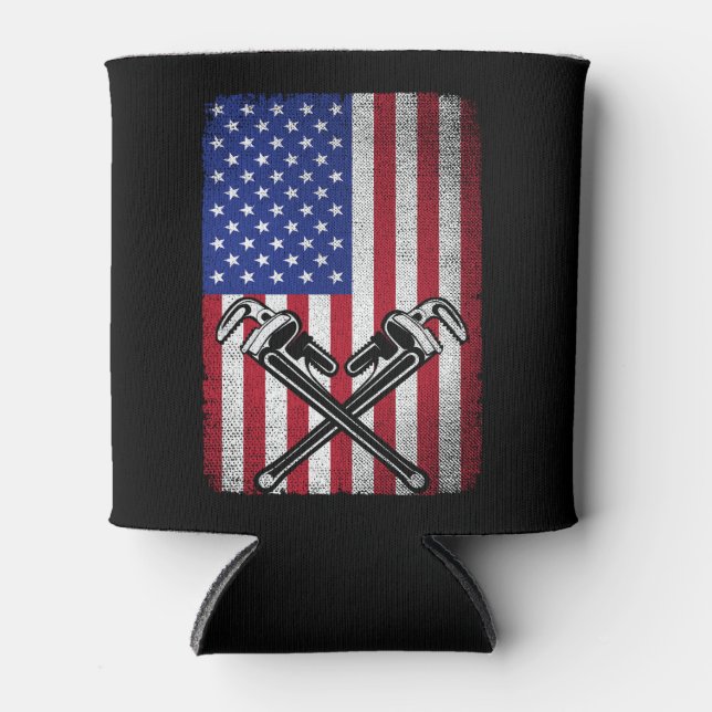 Plumber Patriotic USA American Flag Plumbing Pipez Dosenkühler (Vorderseite)