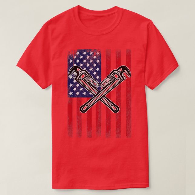 Plumber Plumber USA Flag (1) T-Shirt (Design vorne)