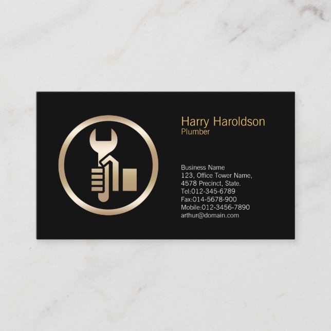 Plumber Plumbing Pipe Wrench  Visitenkarte (Vorderseite)
