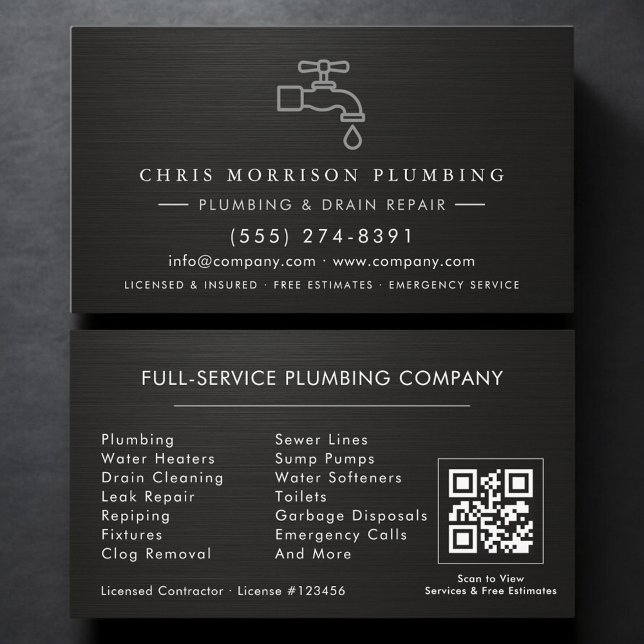 Plumber QR Code Faucet Water Drop Icon Visitenkarte (Von Creator hochgeladen)