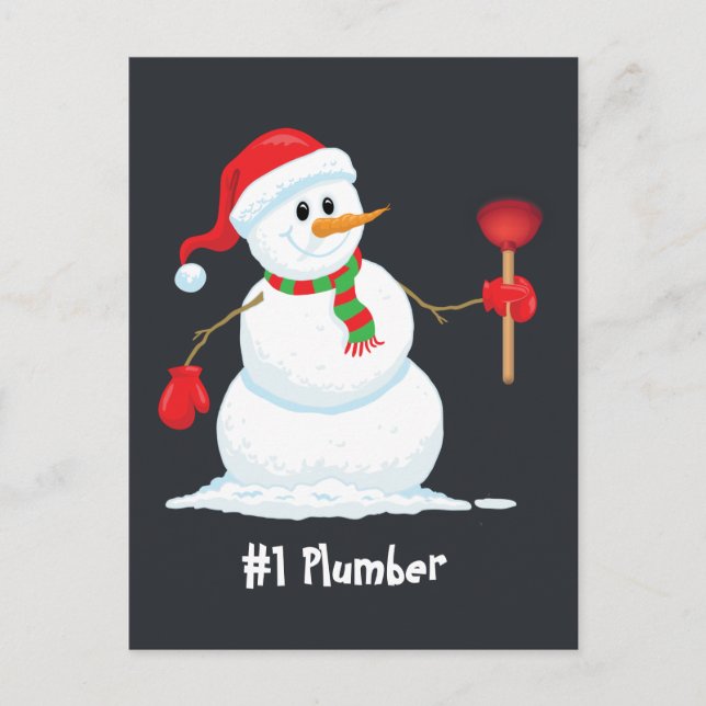 Plumber Snowman Postcard Postkarte (Vorderseite)
