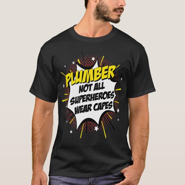Plumber Superherd Comic Superpower Gift Design T-Shirt (Vorderseite)