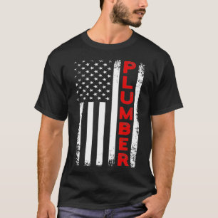 Plumber USA Flag American Plumber 4. Juli T-Shirt