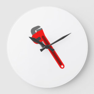 Plumber Wrench Große Wanduhr