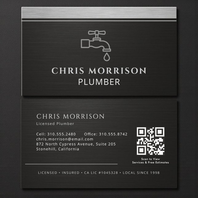 Plumbing Faucet Plumber QR Code Logo Visitenkarte (Von Creator hochgeladen)