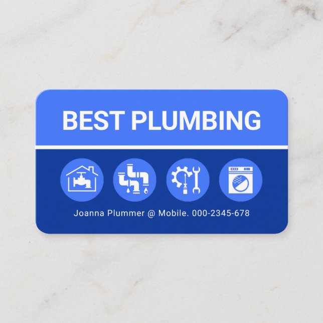 Plumbing Icons On Blue Shade Layers Visitenkarte (Vorderseite)
