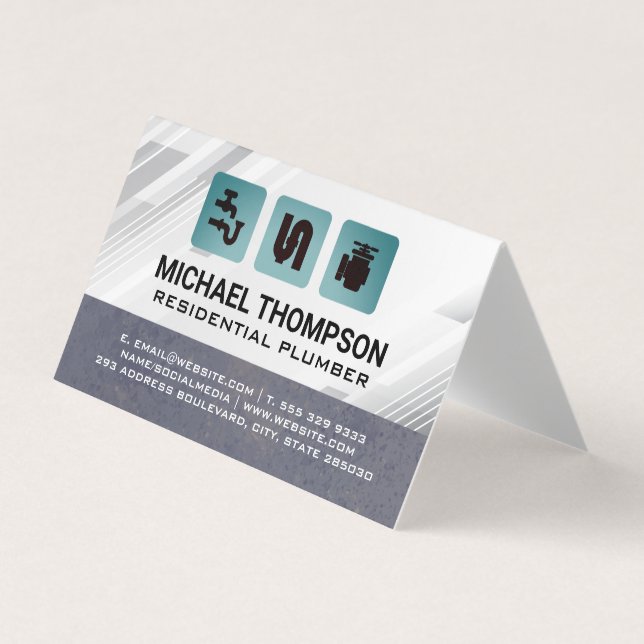 Plumbing Pipes Icons | Blue Collar Visitenkarten (Vorderseite)