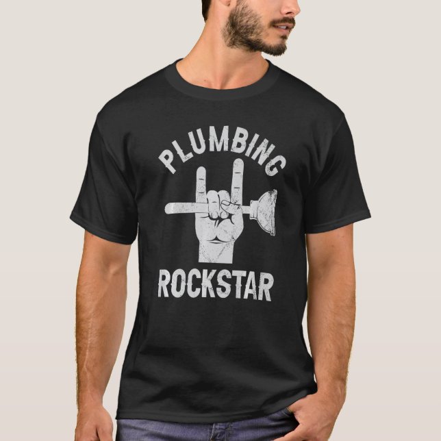 Plumbing rockstar, funny plumber, toilet plunger h T-Shirt (Vorderseite)
