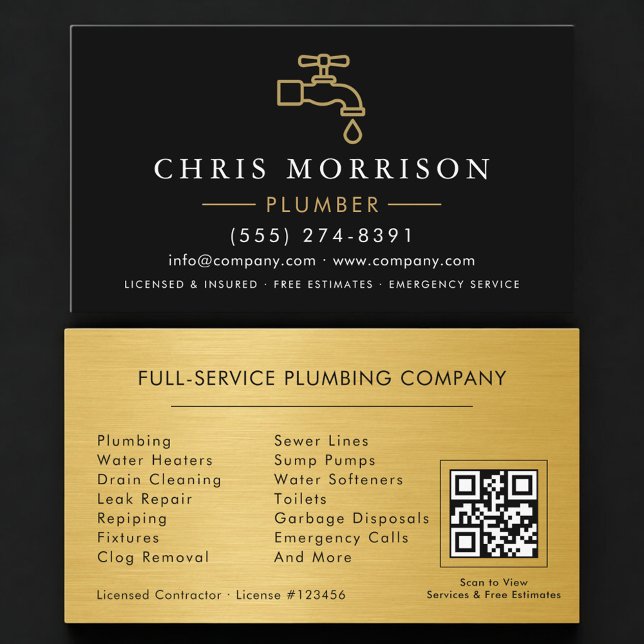 Plumbing Service Plumber QR Code Visitenkarte (Von Creator hochgeladen)
