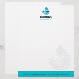 Plumbing Service Water Drop Logo Plumber Business Briefbogen