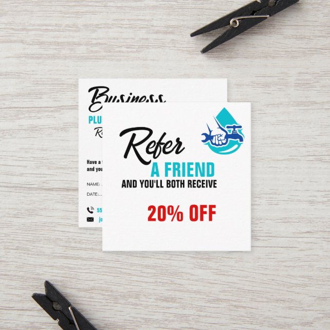 Plumbing Service Water Drop Logo Plumber Business Empfehlungskarte (Vorderseite/Rückseite Beispiel)