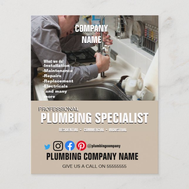 PLUMBING SPECIALIST Klempner Badezimmer-Installate Flyer (Vorne)