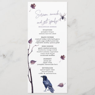 PLUMBLACK CROW SPIDER AUTUMNBLÄTTEN HALLOWEEN MENÜKARTE