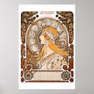 Plume Zodiac Woman von Alphonse Mucha - Jugendstil Poster