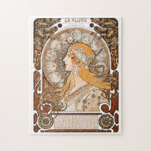 Plume Zodiac Woman von Alphonse Mucha - Jugendstil Puzzle