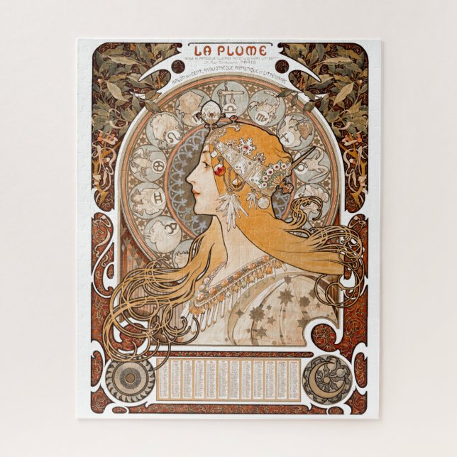 Plume Zodiac Woman von Alphonse Mucha - Jugendstil Puzzle (Vertikal)