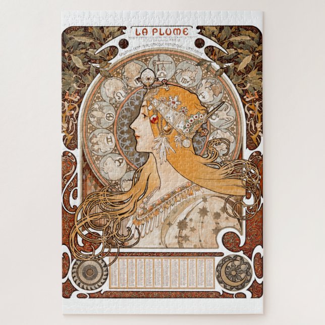 Plume Zodiac Woman von Alphonse Mucha - Jugendstil Puzzle (Vertikal)