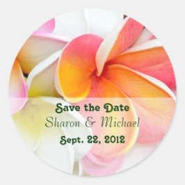 Plumeria-Blume Hochzeit Runder Aufkleber