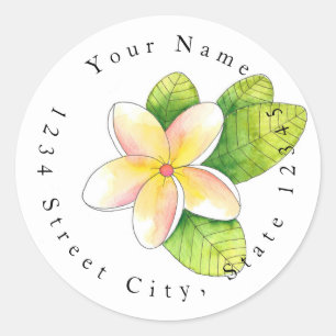 Plumeria Blume Labels Runder Aufkleber