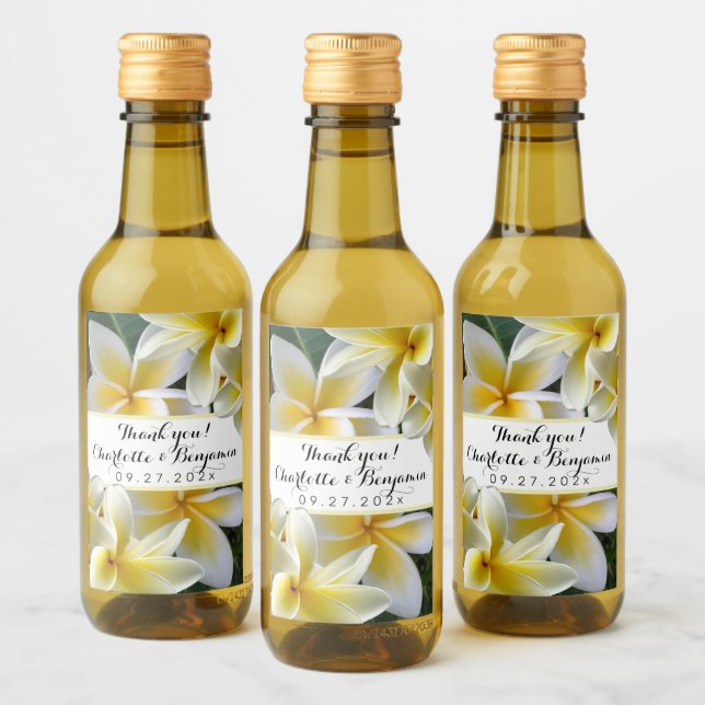 Plumeria Blume Mini Wedding Wine Bottle Labels Weinetikett (Flaschen)