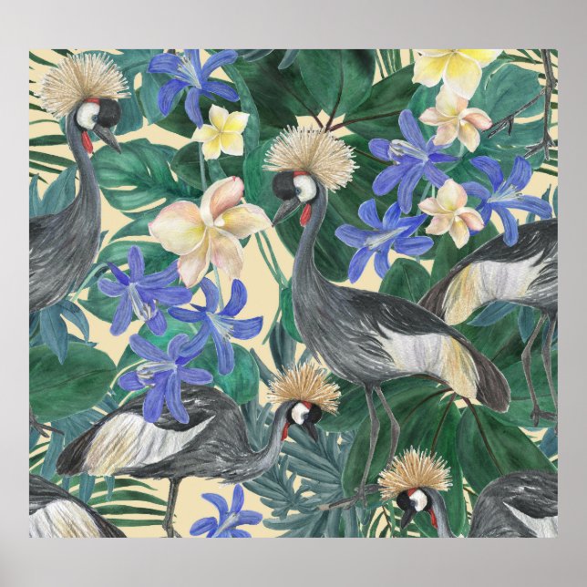 Plumeria Blumen, Aquarell Nahtlos. Poster (Vorne)