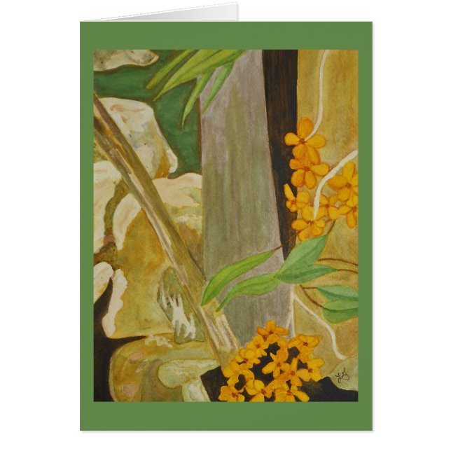 Plumeria-Blüte im Creekbed Aquarell (Vorne)