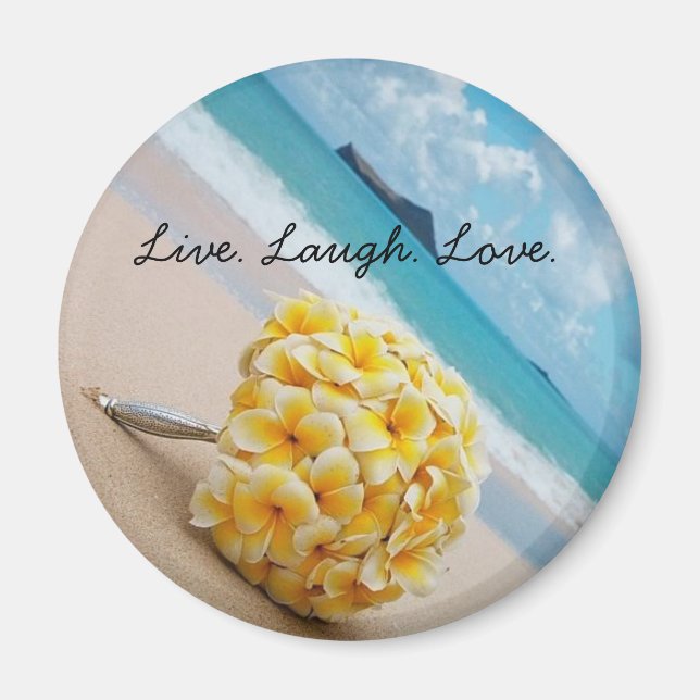 Plumeria Bouquet Live. Lachen. Liebe. Magnet (Vorne)