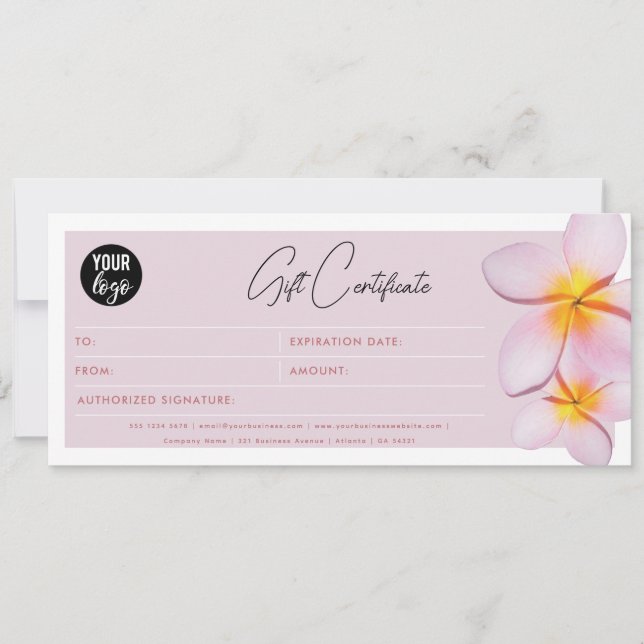 Plumeria Business Logo Geschenkgutschein (Vorderseite)