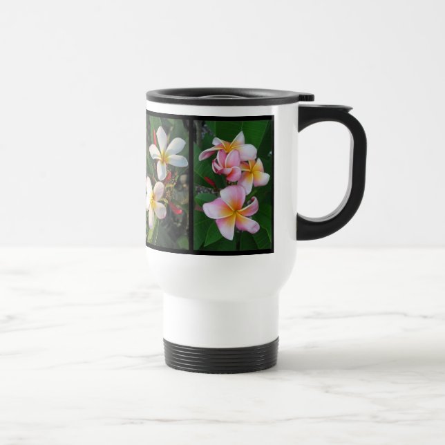 Plumeria-Collage Reisebecher (Rechts)