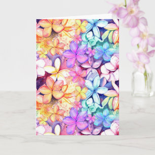 Plumeria Colorful Tropical Blume Card Karte