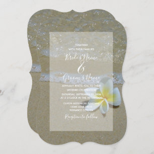 Plumeria Frangipani auf der Sand Hochzeit Einladun Einladung