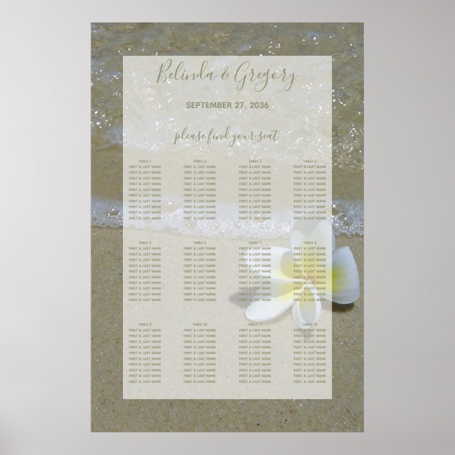 Plumeria Frangipani auf der Sand Hochzeitskarte Poster (Vorne)