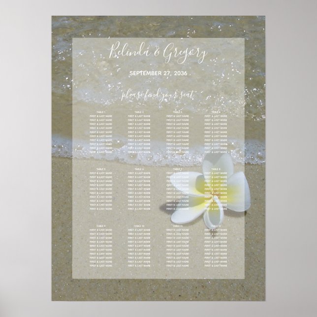 Plumeria Frangipani auf der Sand Hochzeitskarte Poster (Vorne)