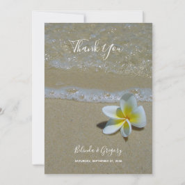 Plumeria Frangipani auf Sand Wedding Danke Karte