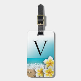 Plumeria Frangipani Blume Tropical Beach Monogram Gepäckanhänger