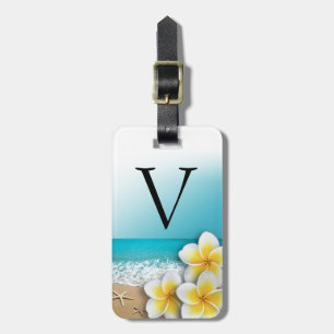 Plumeria Frangipani Blume Tropical Beach Monogram Gepäckanhänger