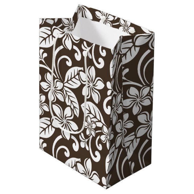 PLUMERIA (KAFFEE BROWN) MITTLERE GESCHENKTÜTE (Vorderseite Schrägansicht)