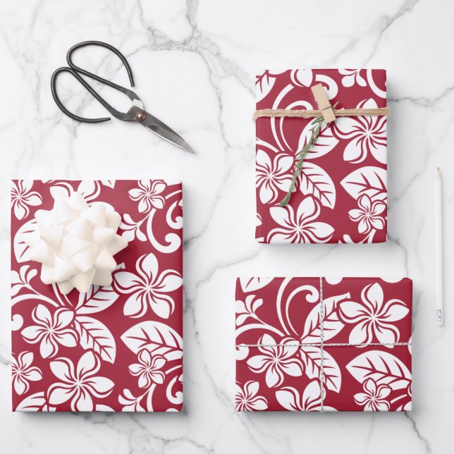 PLUMERIA (KARDINAL ROT) GESCHENKPAPIER SET (Vorderseite)
