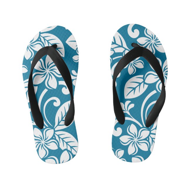 PLUMERIA (KARIBISCHE BLAU)Pair-Flip-Flops Kinderbadesandalen (Fußbett)
