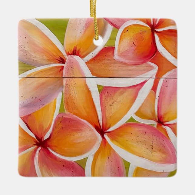 Plumeria Keramikornament (Vorderseite)