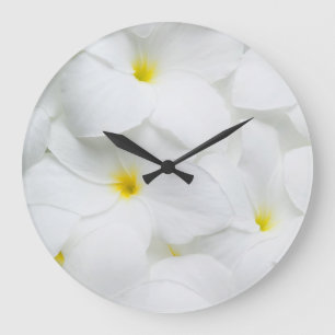 Plumeria Lei Flowers Personalized Hawaiian Flower Große Wanduhr
