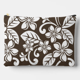PLUMERIA-MUSTER IN KAFFEE BROWN ZUBEHÖRTASCHE