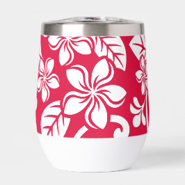 PLUMERIA-MUSTER IN STRAWBERRY RED