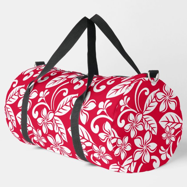 PLUMERIA-MUSTER IN STRAWBERRY RED DUFFLE BAG (Linke Ecke)