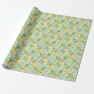 Plumeria, Papagei, Vintages Muster. Geschenkpapier