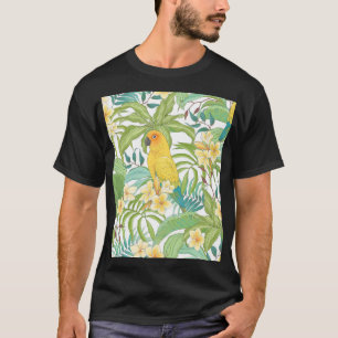 Plumeria, Papagei, Vintages Muster. T-Shirt